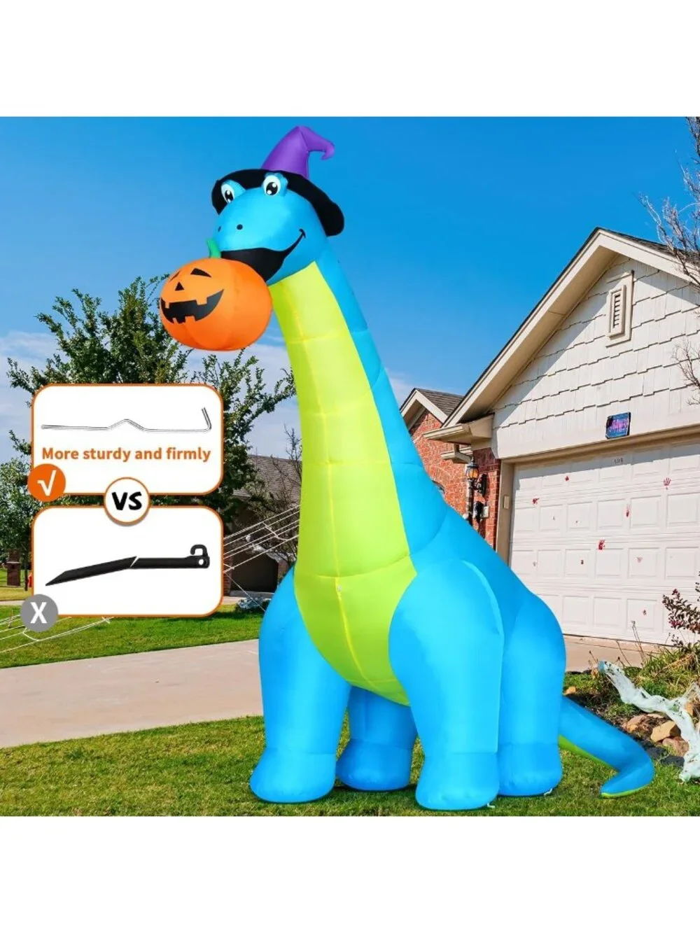 10 FT Inflatable Halloween Dinosaur Pumpkin Decoration with Shaking Head